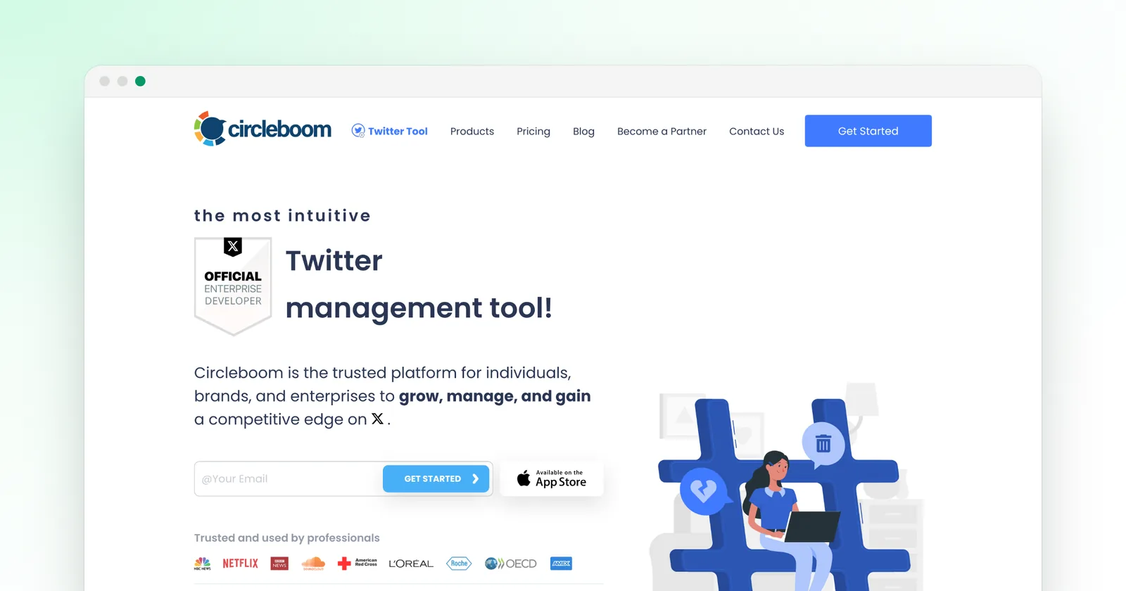 The Circleboom home page and its Twitter management tool, one of the TweetDelete alternatives